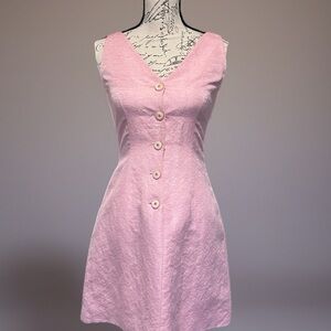 Vintage Papell Petites Silk & Linen Blend Button Midi Dress Sz 2P
